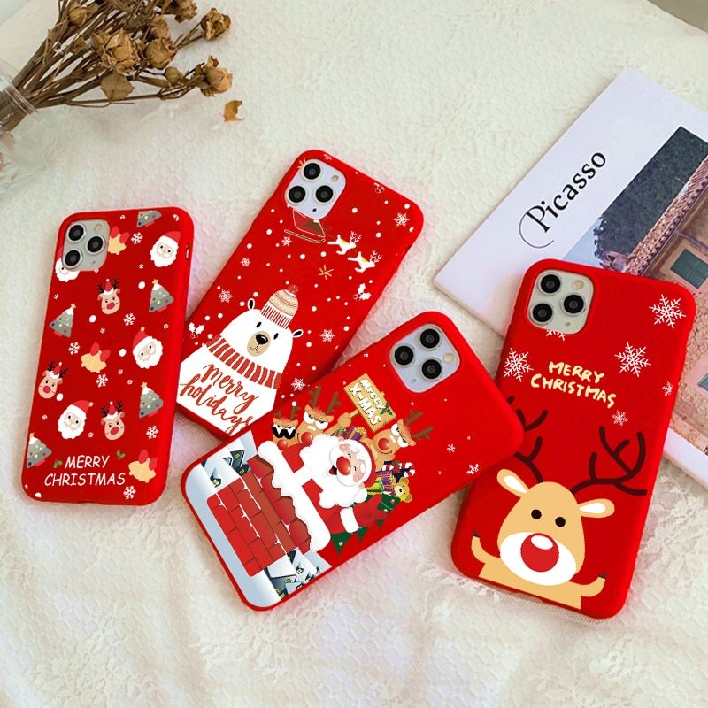 Christmas red cartoon frosted painted phone case Christmas red cartoon frosted painted phone case